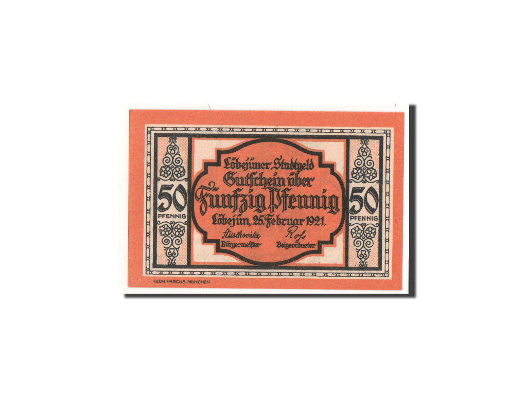 Banknot, Niemcy, Lobejün, 50 Pfennig, personnage, 1921, 1921-02-25, UNC(65-70)