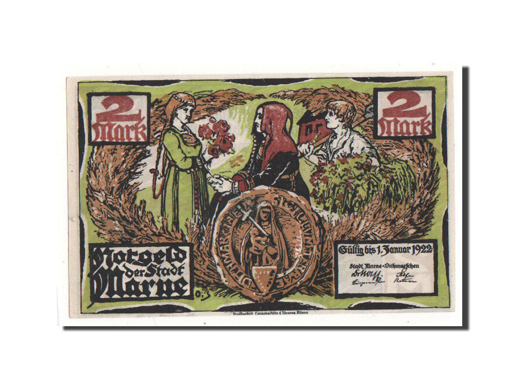 Billete, Alemania, Marne, 2 Mark, personnage, O.D, Undated, UNC, Mehl:873.1