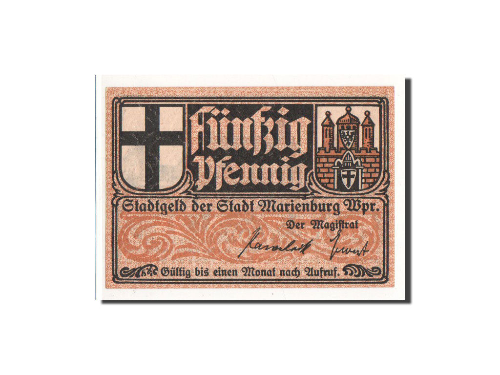 Billet, Allemagne, Marienburg, 50 Pfennig, Eglise, O.D, Undated, NEUF