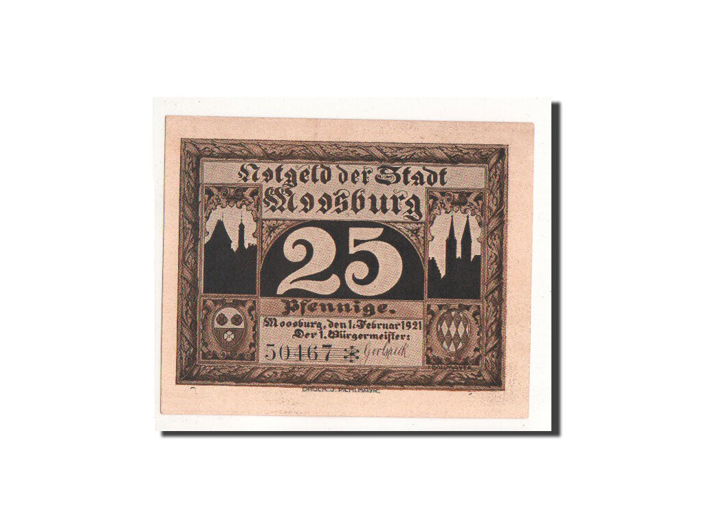 Banknote, Germany, Moosburg, 25 Pfennig, Maison, 1921, 1921-02-01, UNC(65-70)