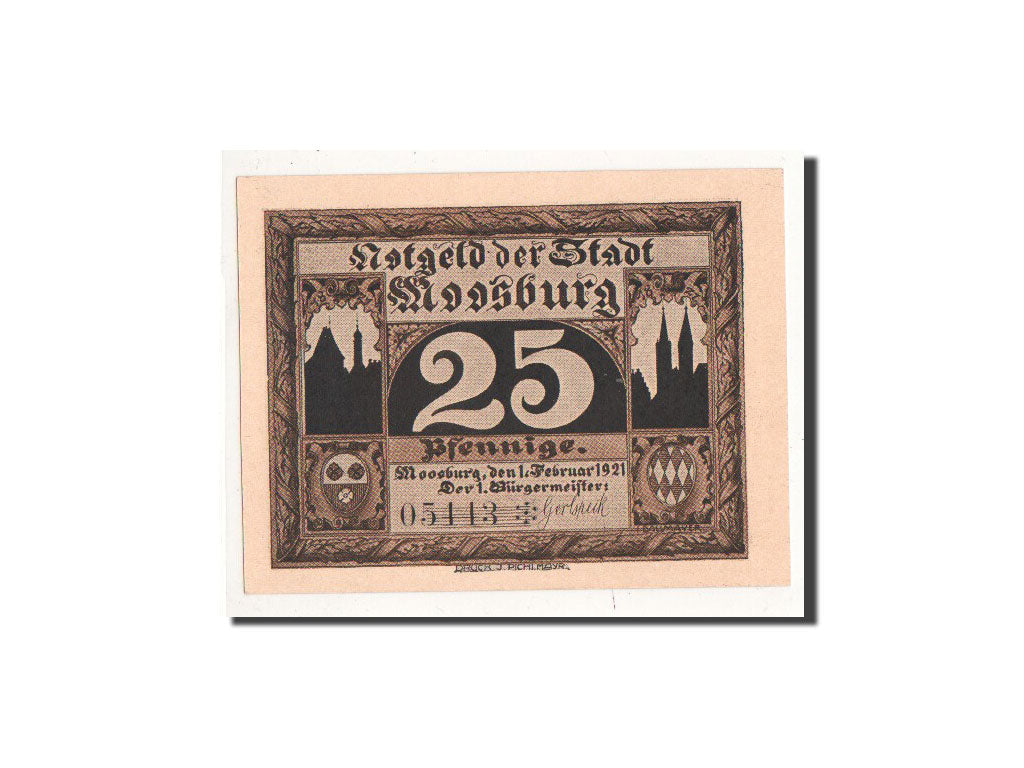 Billete, Alemania, Moosburg, 25 Pfennig, maison 2, 1921, 1921-02-01, UNC
