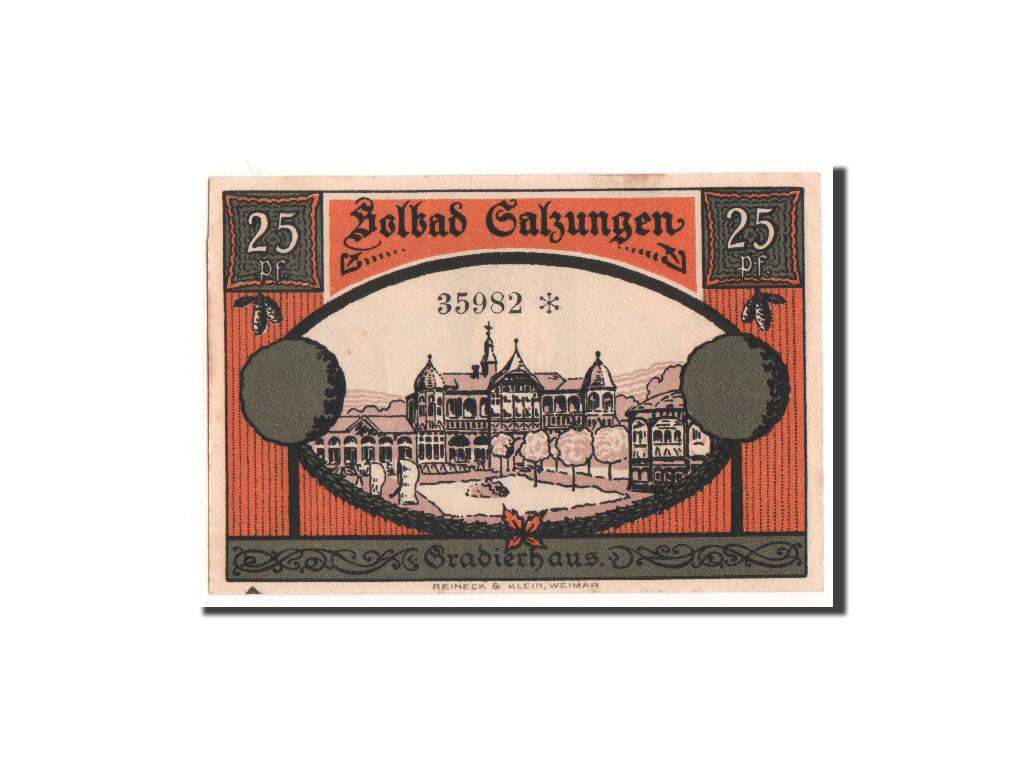 Billete, Alemania, Salzungen, 25 Pfennig, château, 1921, 1921-06-10, UNC