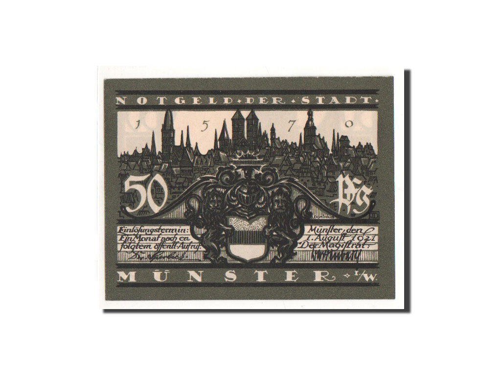 Geldschein, Deutschland, Munster, 50 Pfennig, Eglise, 1921, 1921-08-01, UNZ