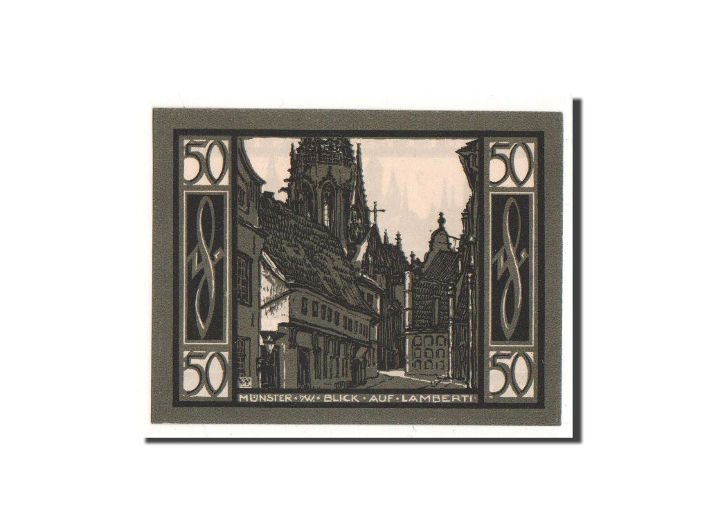 Geldschein, Deutschland, Munster, 50 Pfennig, Eglise, 1921, 1921-08-01, UNZ