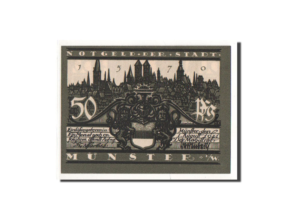 Geldschein, Deutschland, Munster, 50 Pfennig, Eglise 1, 1921, 1921-08-01, UNZ