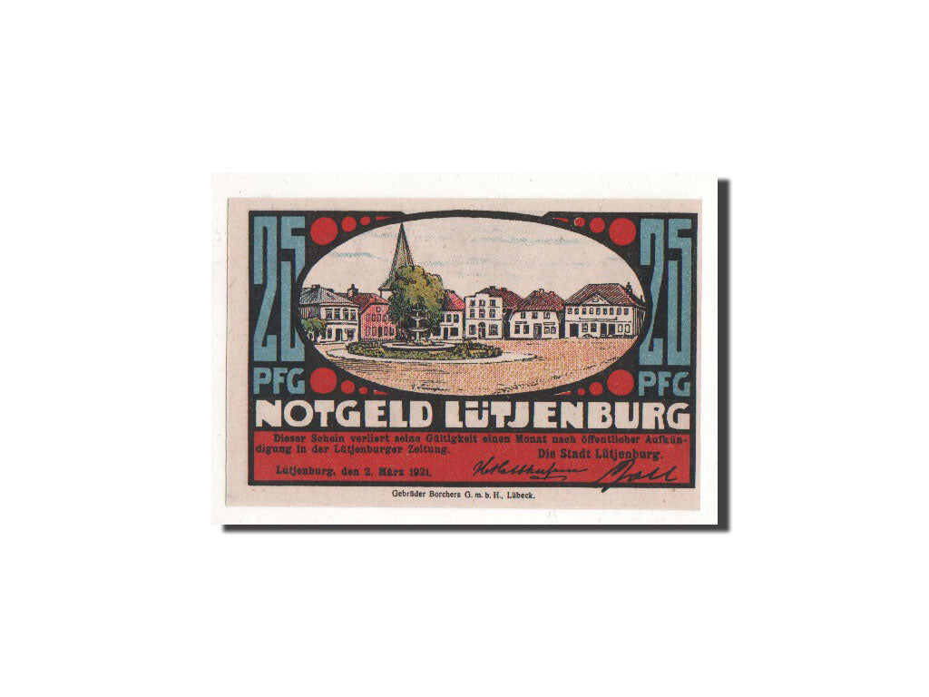 Banknot, Niemcy, Lutjenburg, 25 Pfennig, tour, 1921, 1921-03-02, UNC(65-70)