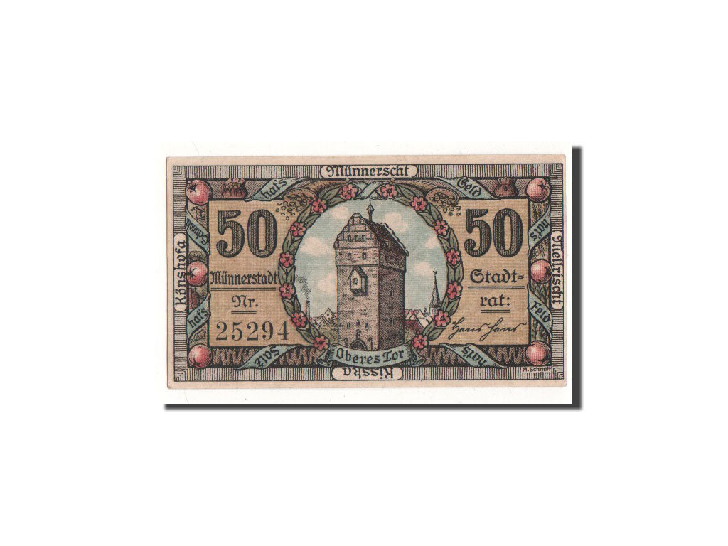 Billete, Alemania, Münnerstadt, 50 Pfennig, tour, 1920, 1920-12-24, UNC