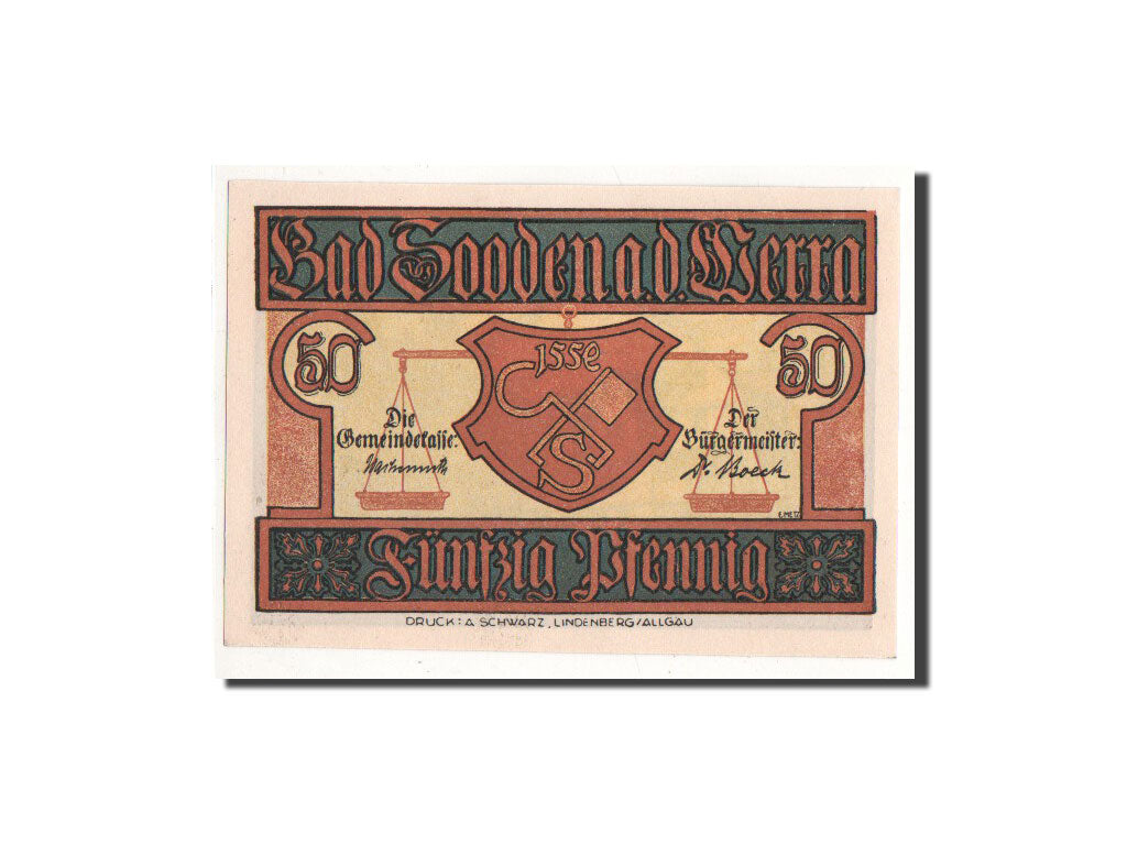 Billete, Alemania, Sooden a.d Werra, 50 Pfennig, place, O.D, Undated, UNC