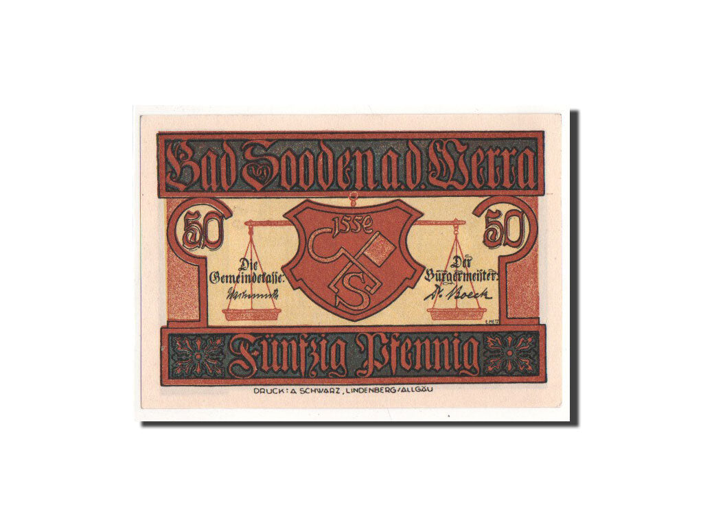 Biljet, Duitsland, Sooden a.d Werra, 50 Pfennig, village, O.D, Undated, NIEUW