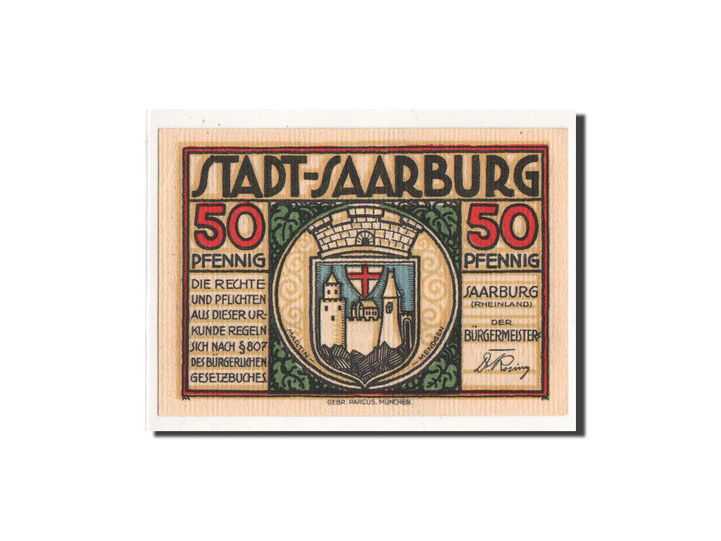Banknot, Niemcy, Saarburg, 50 Pfennig, personnage, O.D, Undated, UNC(65-70)