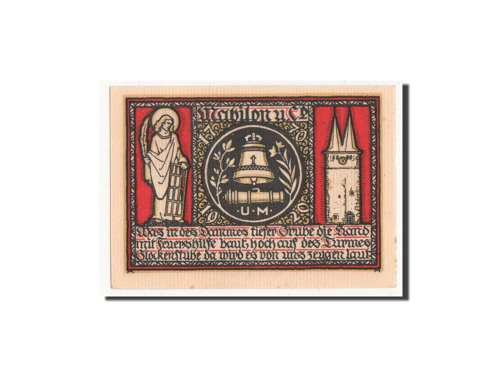 Billete, Alemania, Saarburg, 50 Pfennig, cloche, O.D, Undated, UNC, Mehl:1156.1