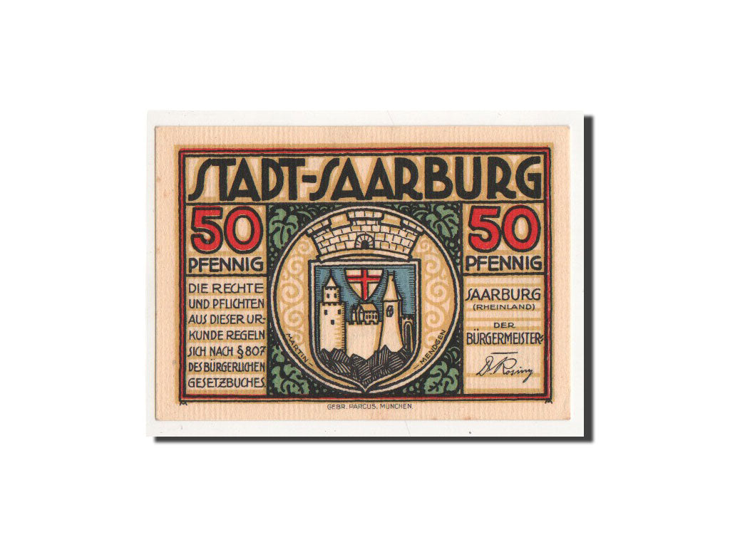 Banknot, Niemcy, Saarburg, 50 Pfennig, carte, O.D, Undated, UNC(65-70)