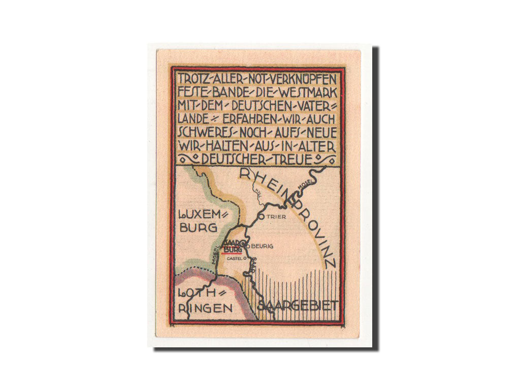 Banknot, Niemcy, Saarburg, 50 Pfennig, carte, O.D, Undated, UNC(65-70)