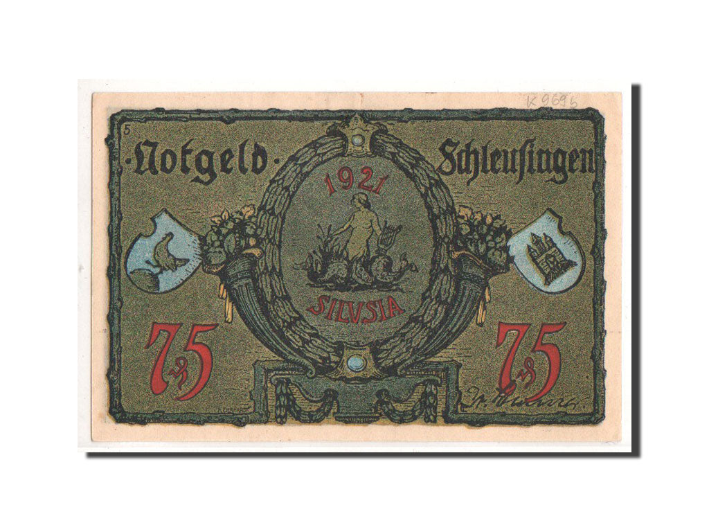 Billete, Alemania, Schleusingen Stadt, 75 Pfennig, statue, O.D, Undated, UNC