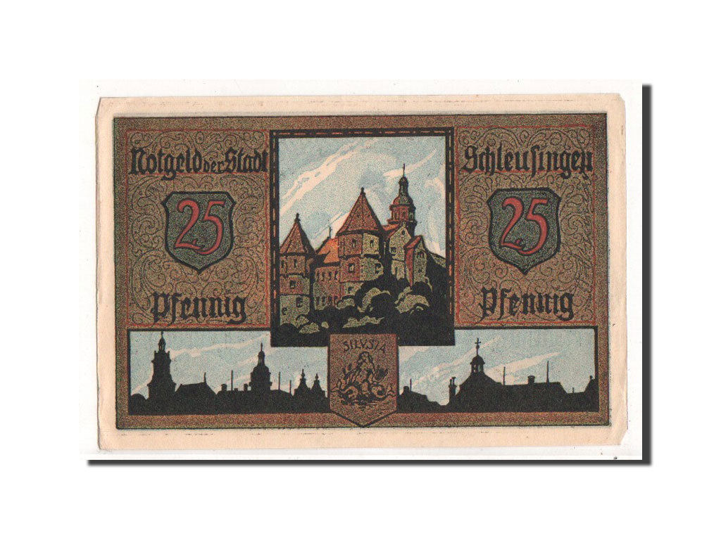 Billete, Alemania, Schleusingen Stadt, 25 Pfennig, Ville, O.D, Undated, UNC
