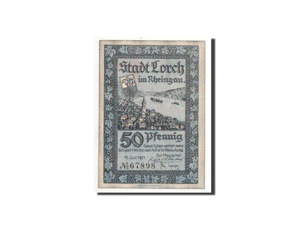 Billete, Alemania, Lorch, 50 Pfennig, carte, 1921, 1921-06-15, UNC, Mehl:815.3