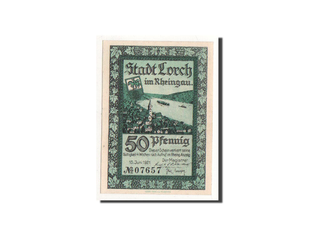 Billete, Alemania, Lorch, 50 Pfennig, paysage, 1921, 1921-06-15, UNC, Mehl:815.3