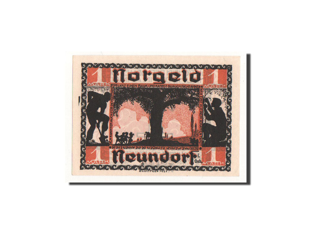 Banknote, Germany, Neundorf, 1 Mark, personnage, 1921, 1921-09-01, UNC(65-70)