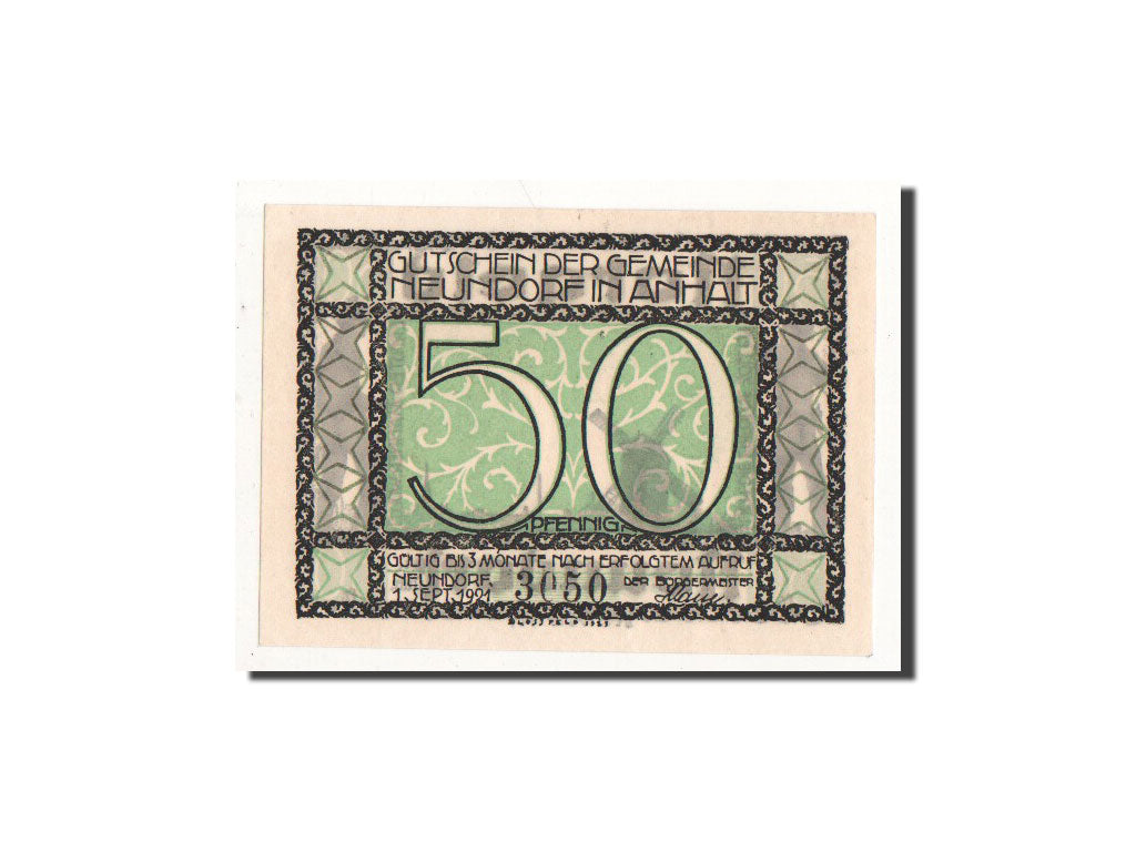 Banknote, Germany, Neundorf, 50 Pfennig, personnage, 1921, 1921-09-01