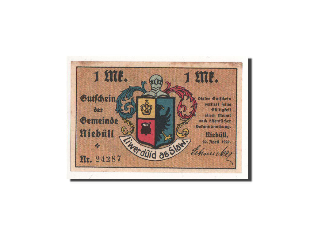 Billet, Allemagne, Niebüll, 1 Mark, personnage, 1920, 1920-04-20, NEUF