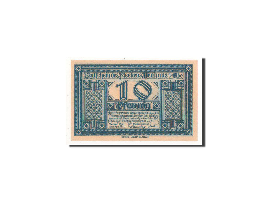 Geldschein, Deutschland, Neuhaus a.d Elbe, 10 Pfennig, Maison, 1921, 1921-04-01