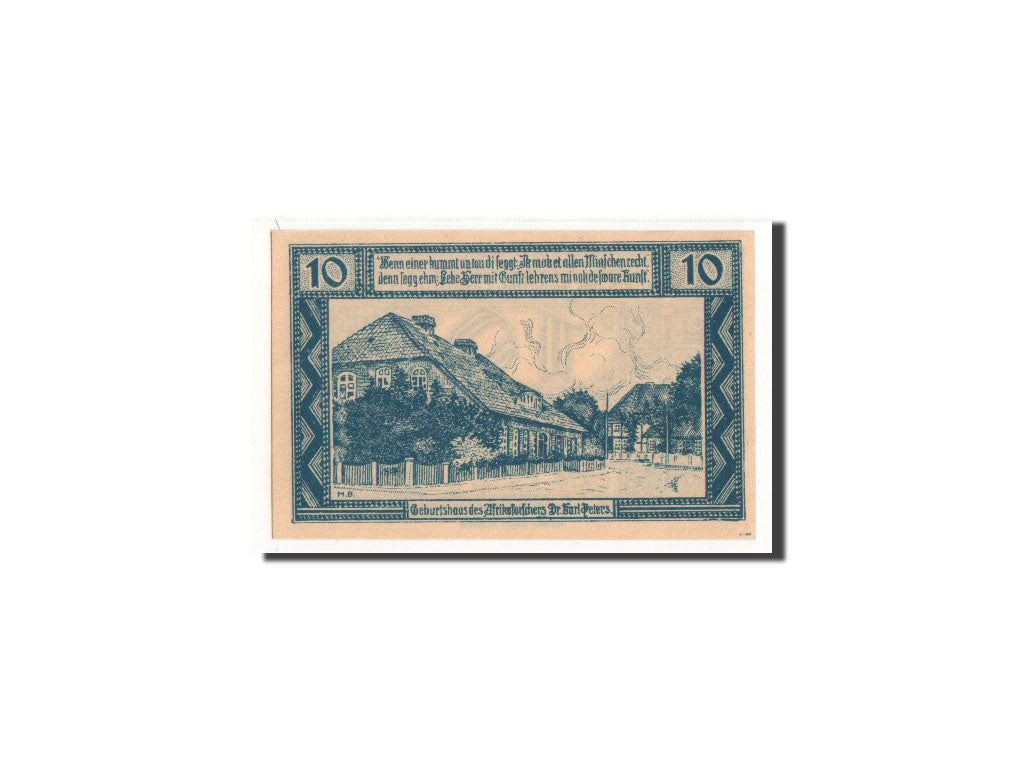 Geldschein, Deutschland, Neuhaus a.d Elbe, 10 Pfennig, Maison, 1921, 1921-04-01