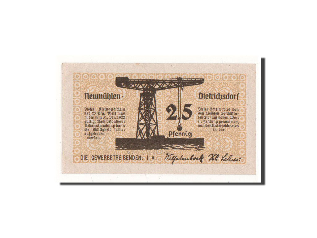 Billete, Alemania, Neumühlen, 25 Pfennig, grue, O.D, Undated, UNC, Mehl:953.2c