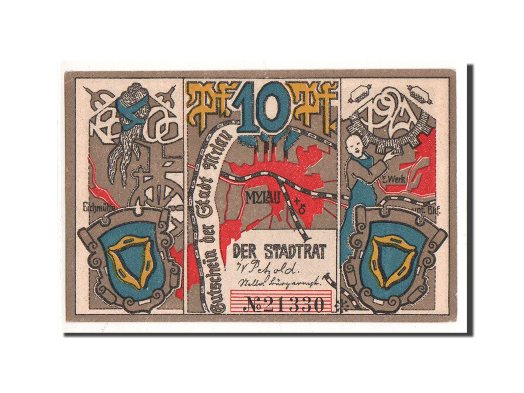 Geldschein, Deutschland, Mylau, 10 Pfennig, personnage, 1921, Undated, UNZ