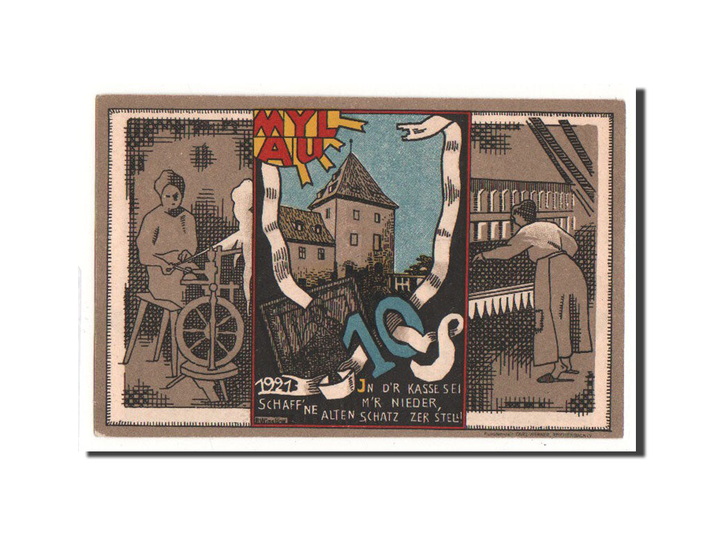 Geldschein, Deutschland, Mylau, 10 Pfennig, personnage, 1921, Undated, UNZ