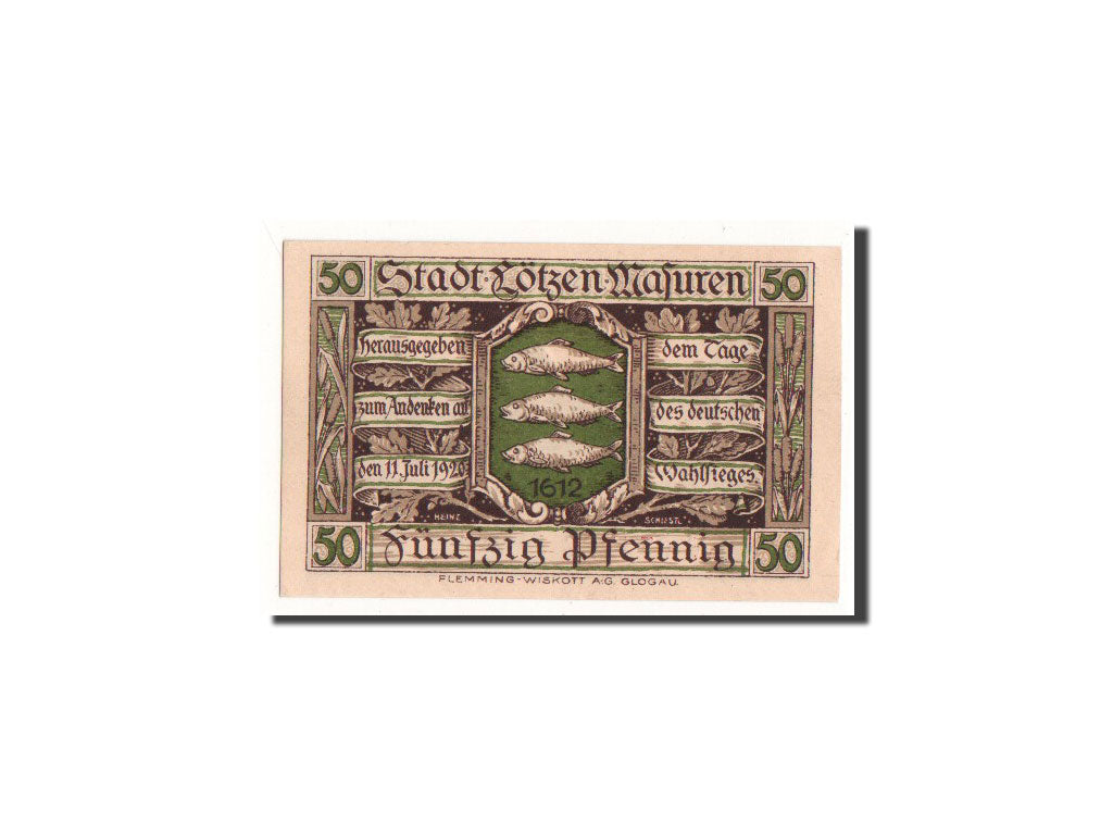 Billet, Allemagne, Lötzen, 50 Pfennig, poisson, 1920, 1920-11-01, NEUF