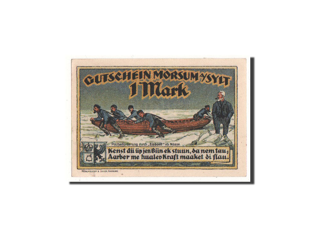 Geldschein, Deutschland, Morsum, 1 Mark, marin, 1921, 1921-02-21, UNZ