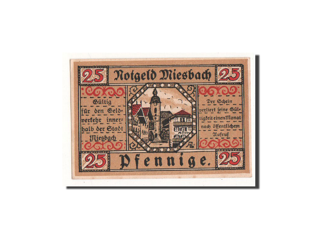 Geldschein, Deutschland, Miesbach, 25 Pfennig, Eglise, 1921, 1921-04-06, UNZ