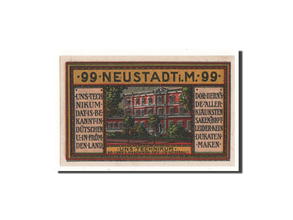 Billete, Alemania, Neustadt Stadt, 99 Pfennig, château, 1921, 1921-11-24, UNC
