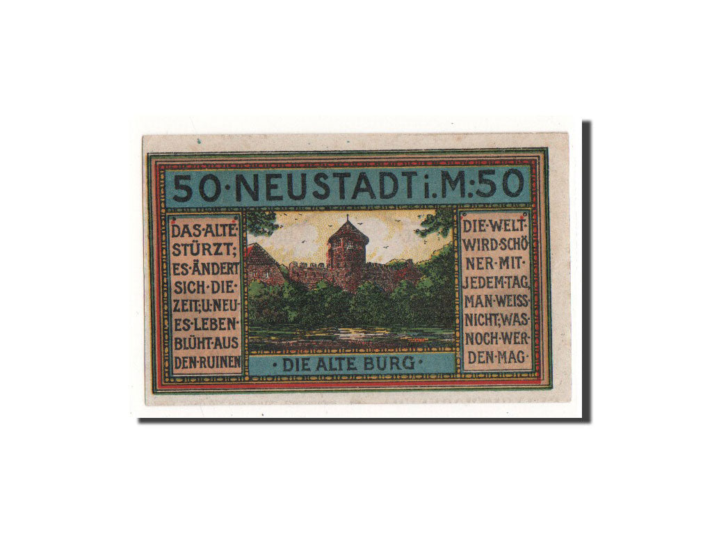 Banknote, Germany, Neustadt Stadt, 50 Pfennig, château, 1921, 1921-11-24