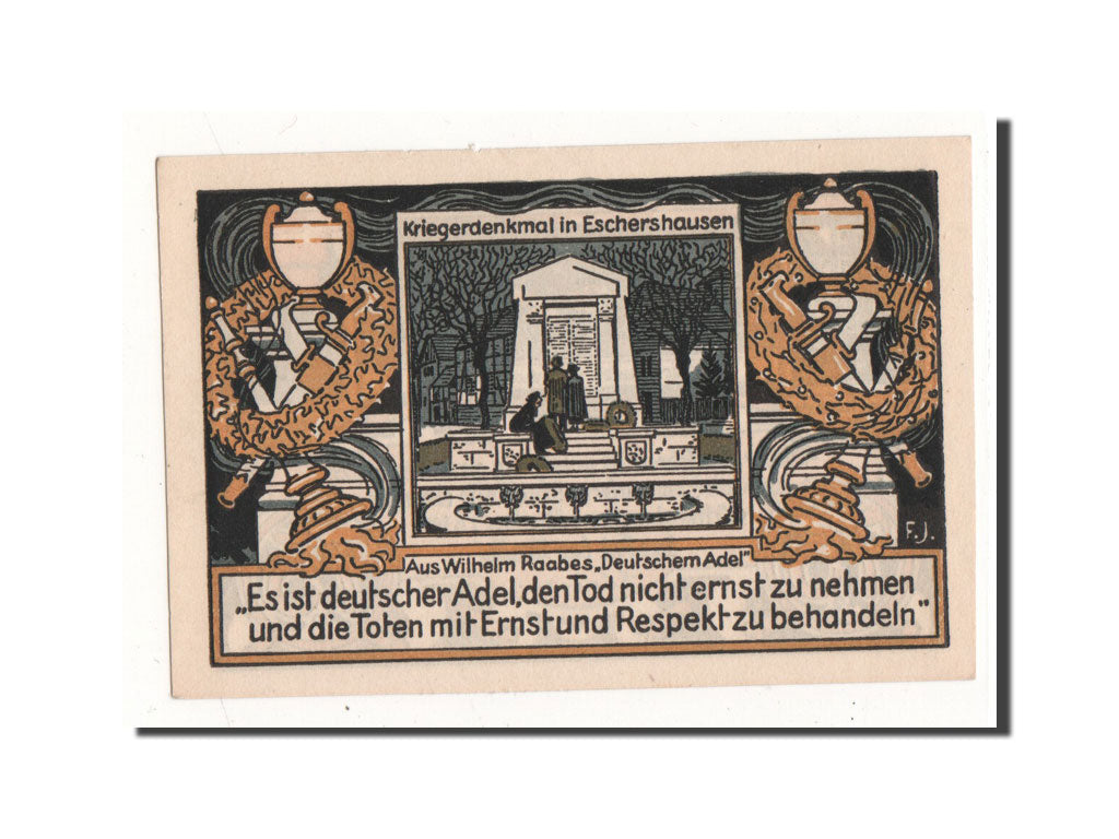 Billete, Alemania, Eschershausen, 75 Pfennig, personnage, 1921, 1921-06-01, UNC