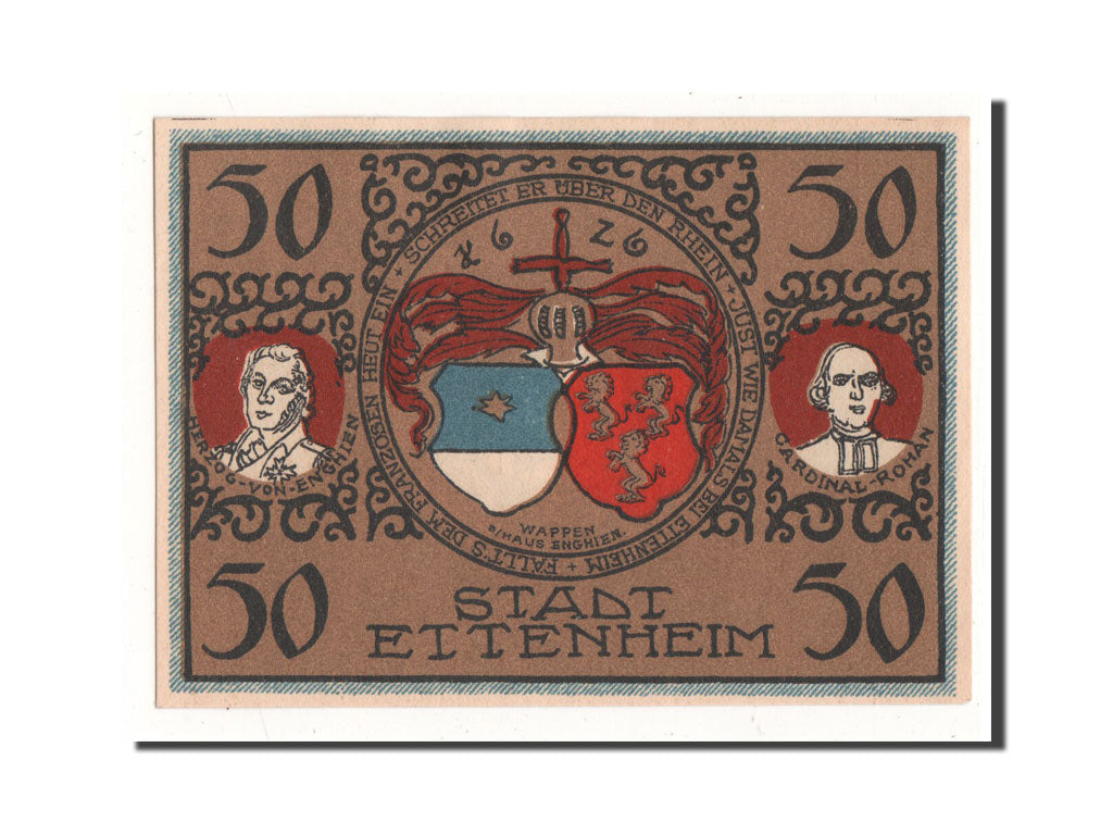 Geldschein, Deutschland, Ettenheim Stadt, 50 Pfennig, Ecusson, 1922, 1922-03-01