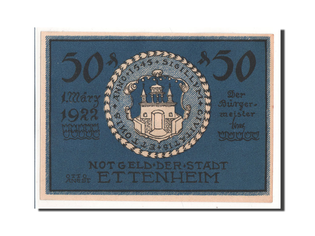 Geldschein, Deutschland, Ettenheim Stadt, 50 Pfennig, place 1, 1922, 1922-03-01