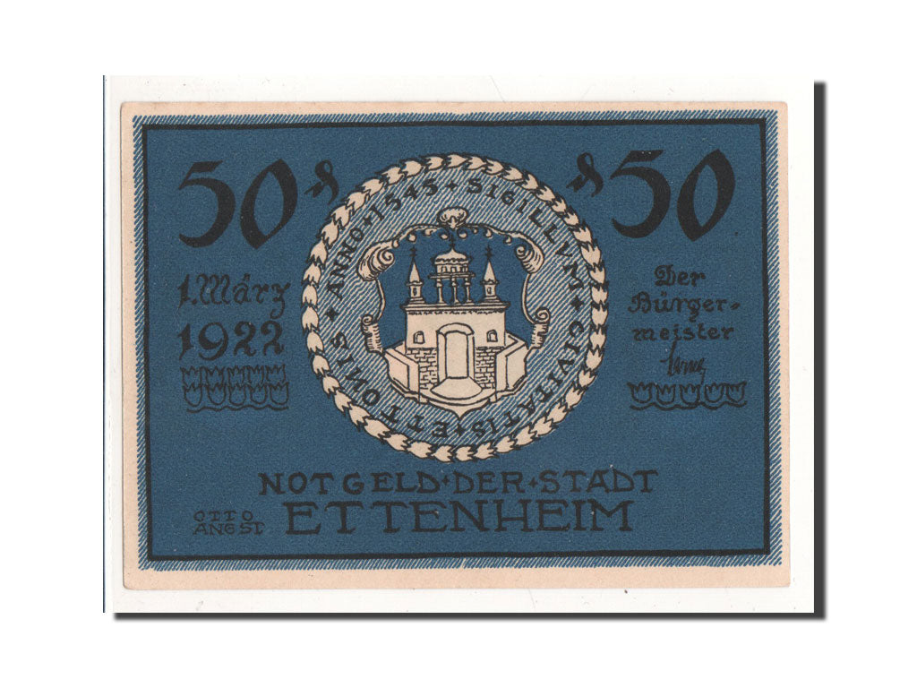 Billet, Allemagne, Ettenheim Stadt, 50 Pfennig, portrait 1, 1922, 1922-03-01