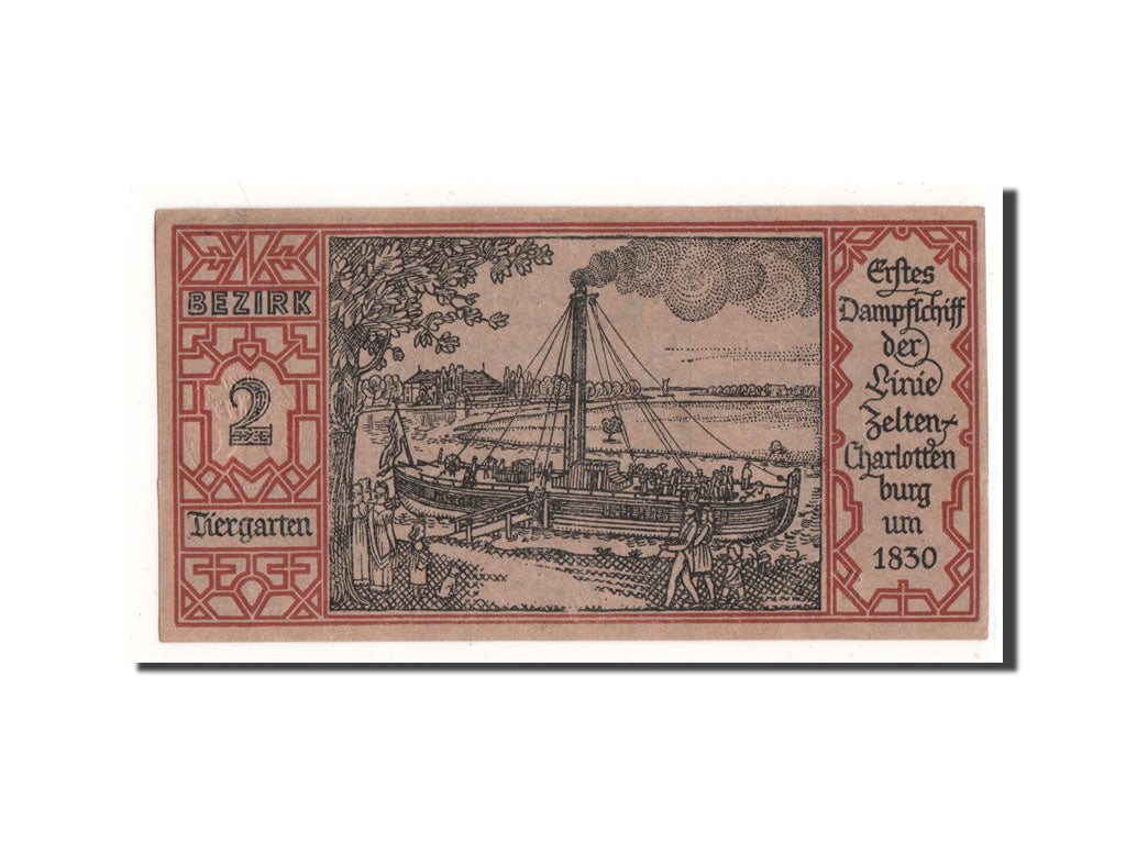 Billet, Allemagne, Berlin Stadt, 50 Pfennig, bateau, 1921, 1921-09-09, NEUF