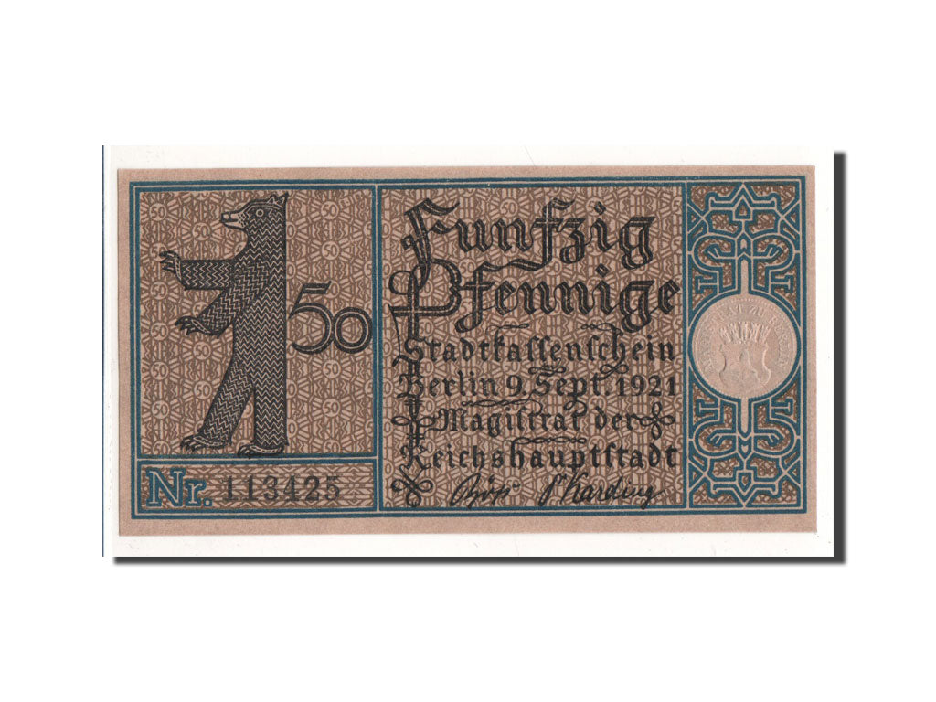 Banknote, Germany, Berlin Stadt, 50 Pfennig, personnage, 1921, 1921-09-09