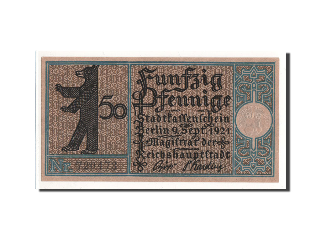 Banknote, Germany, Berlin Stadt, 50 Pfennig, château, 1921, 1921-09-09