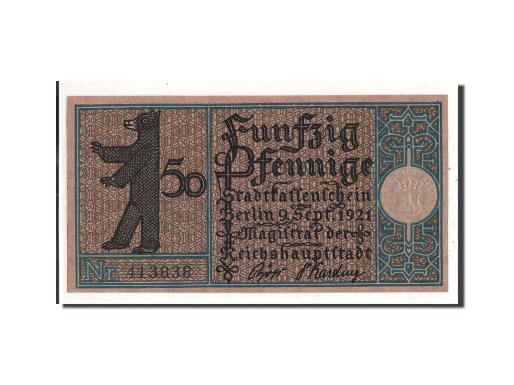 Banknote, Germany, Berlin Stadt, 50 Pfennig, bateau 1, 1921, 1921-09-09
