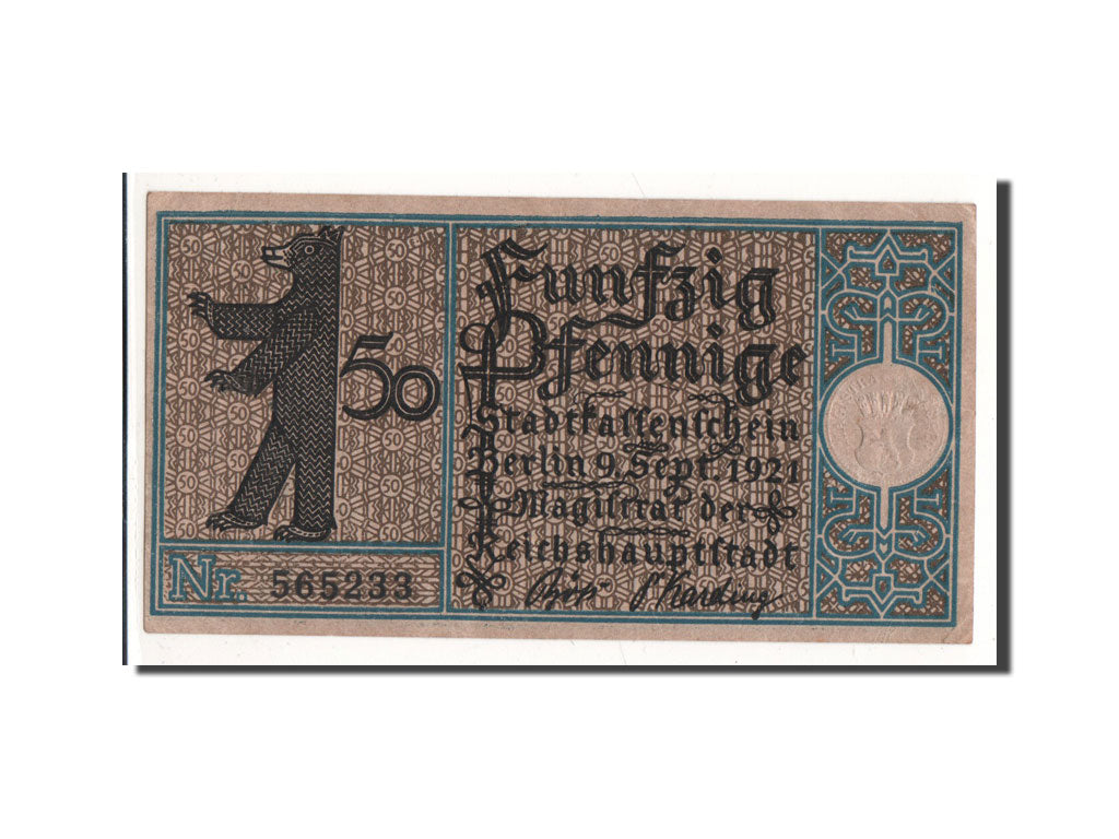 Banknote, Germany, Berlin Stadt, 50 Pfennig, paysage 2, 1921, 1921-09-09