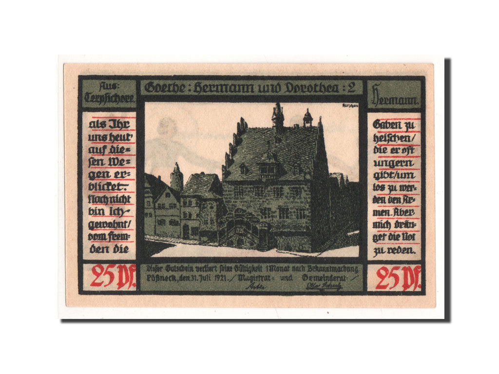 Banknote, Germany, Possneck, 25 Pfennig, personnage 1, 1921, 1921-07-31
