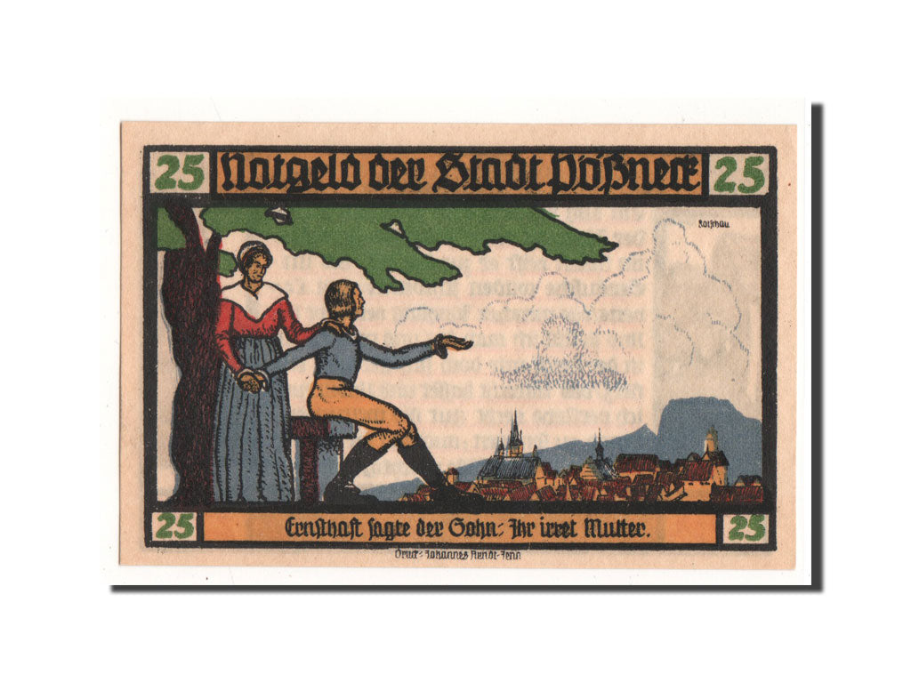 Banknote, Germany, Possneck, 25 Pfennig, personnage 2, 1921, 1921-07-31