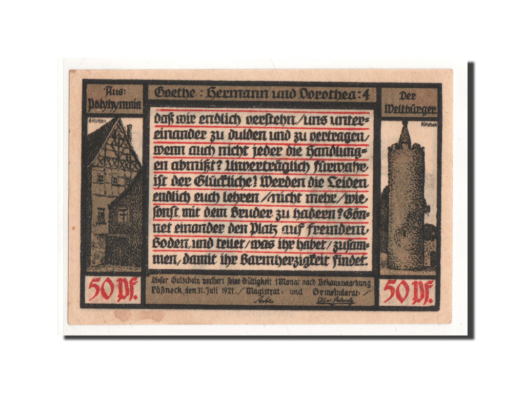 Banknote, Germany, Possneck, 50 Pfennig, personnage, 1921, 1921-07-31