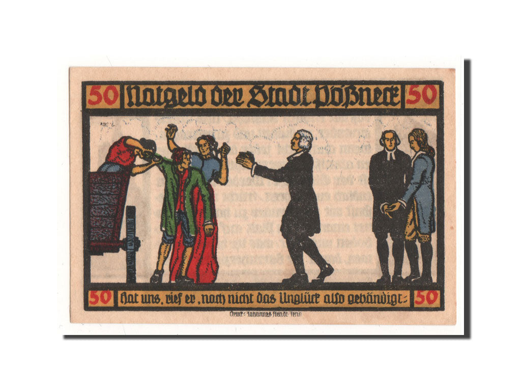 Banknote, Germany, Possneck, 50 Pfennig, personnage, 1921, 1921-07-31