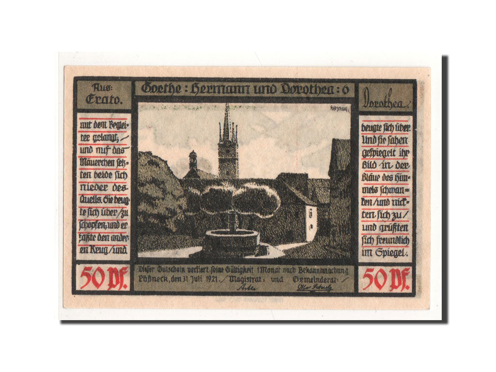 Banconote, Germania, Possneck, 50 Pfennig, personnage 1, 1921, 1921-07-31, FDS
