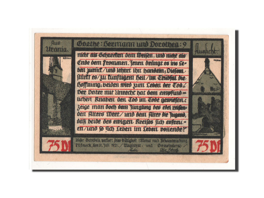 Banconote, Germania, Possneck, 75 Pfennig, personnage 2, 1921, 1921-07-31, FDS