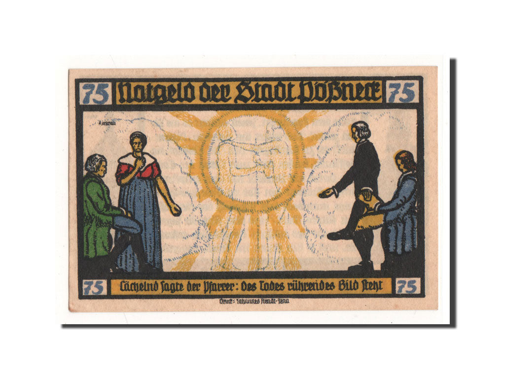 Banconote, Germania, Possneck, 75 Pfennig, personnage 2, 1921, 1921-07-31, FDS
